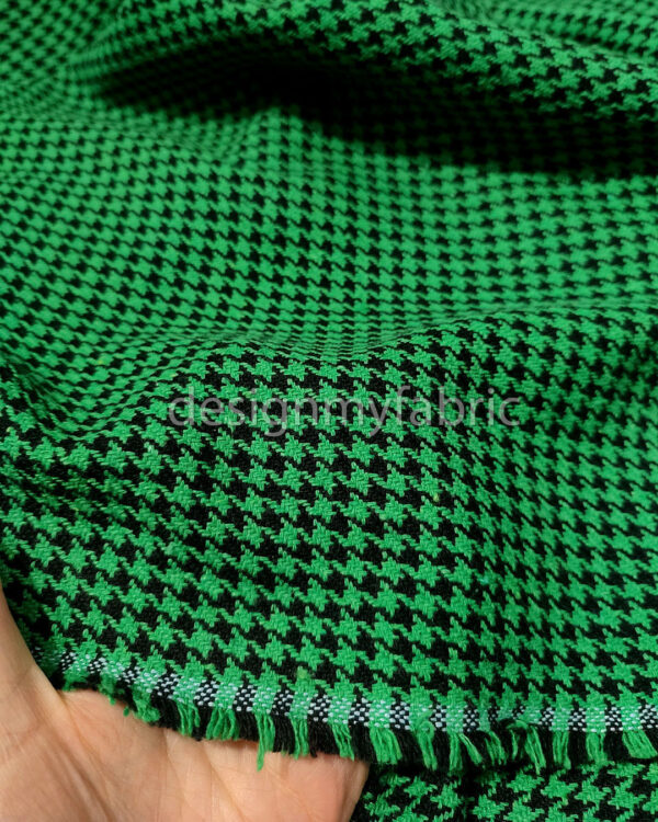 Green and black houndstooth coating fabric #50582 - Image 2