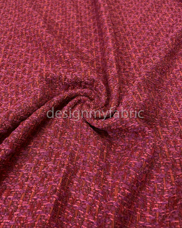 Magenta and red tweed fabric #200273 - Image 5