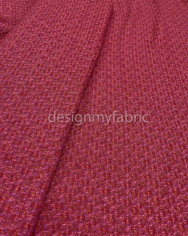 Magenta and red tweed fabric #200273