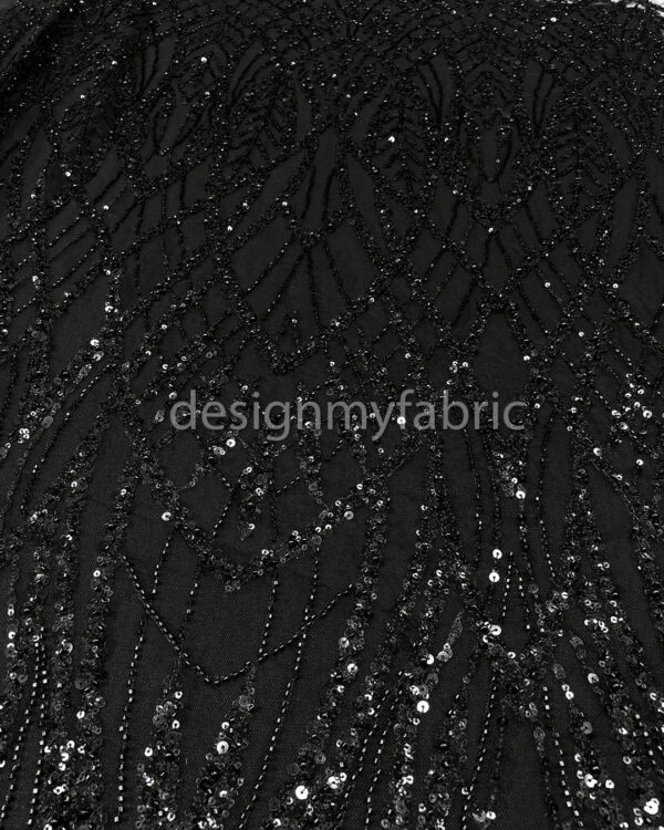 Black sequined lace fabric #200350 - Image 7