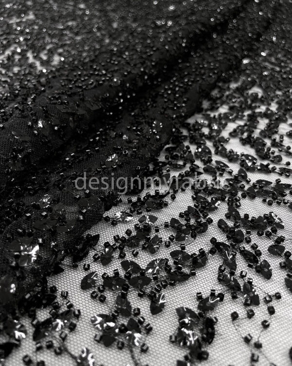 Black sequined gradient lace fabric #200338 - Image 4