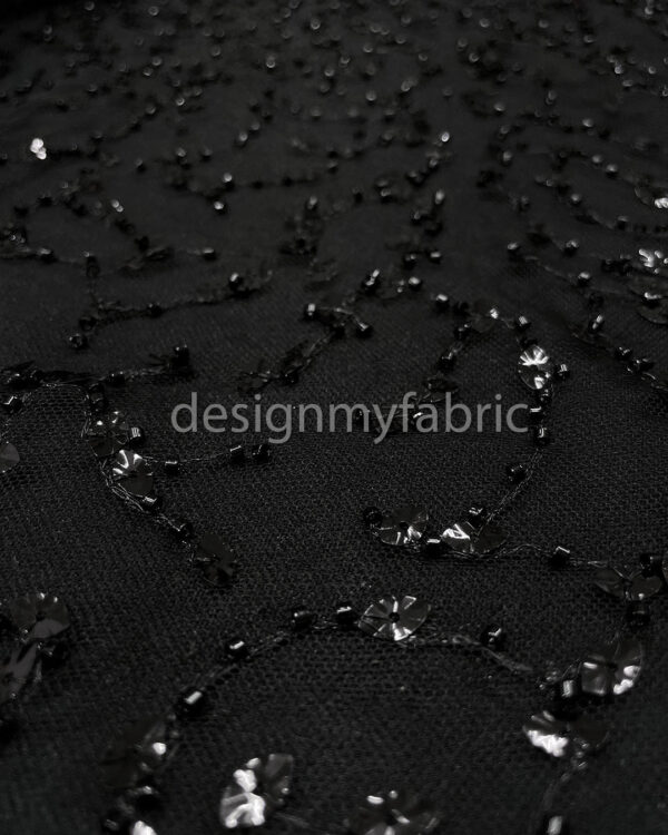 Black sequined gradient lace fabric #200338 - Image 11