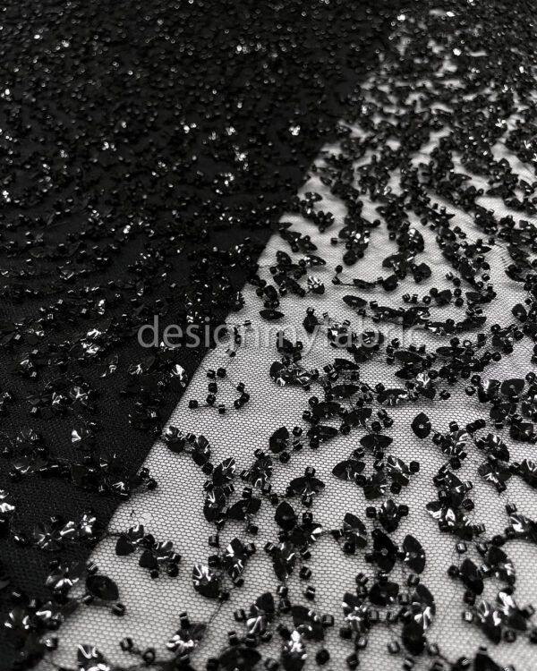 Black sequined gradient lace fabric #200338 - Image 9