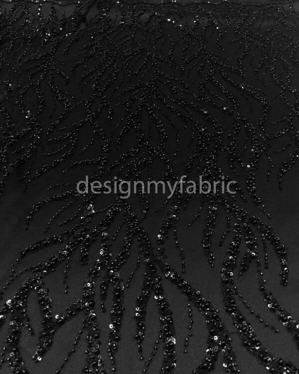 Black sequined lace fabric #200373 - Image 6